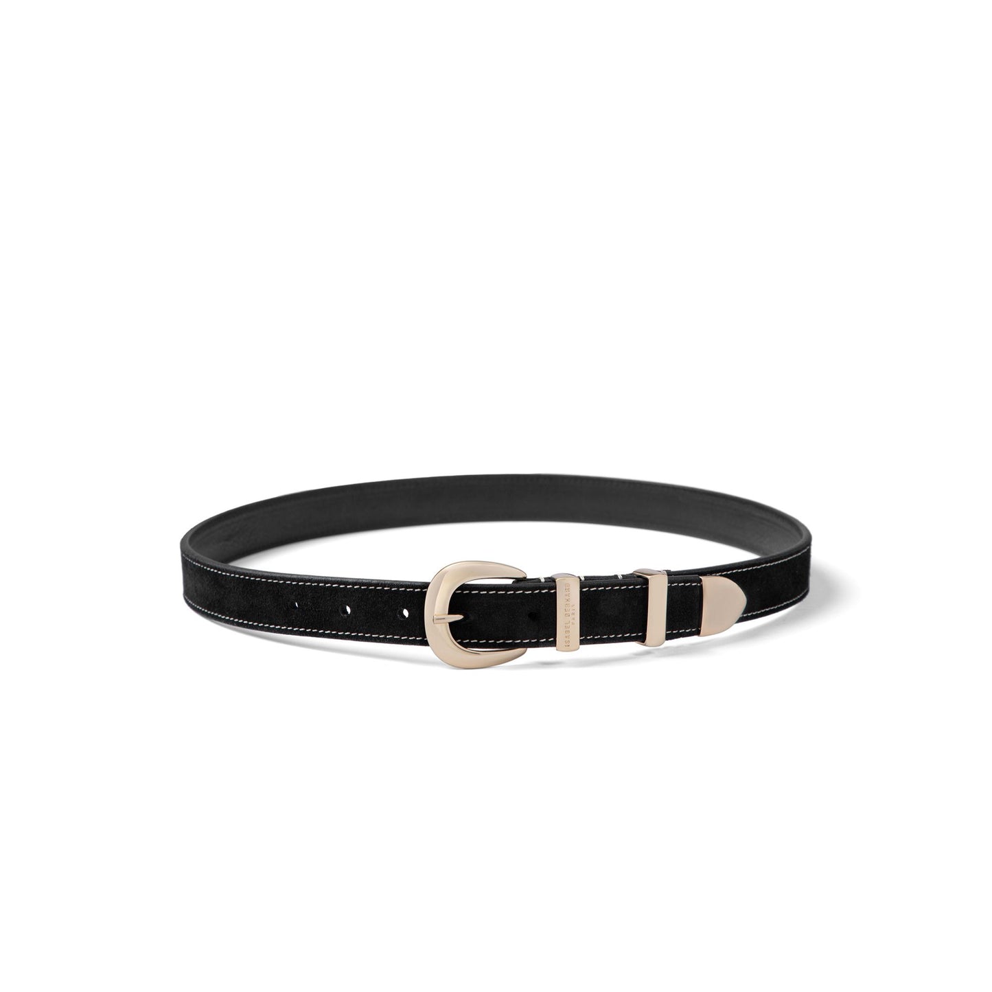 Rêveur Mathilde Suede Black belt with gold-coloured buckle - - Isabel Bernard
