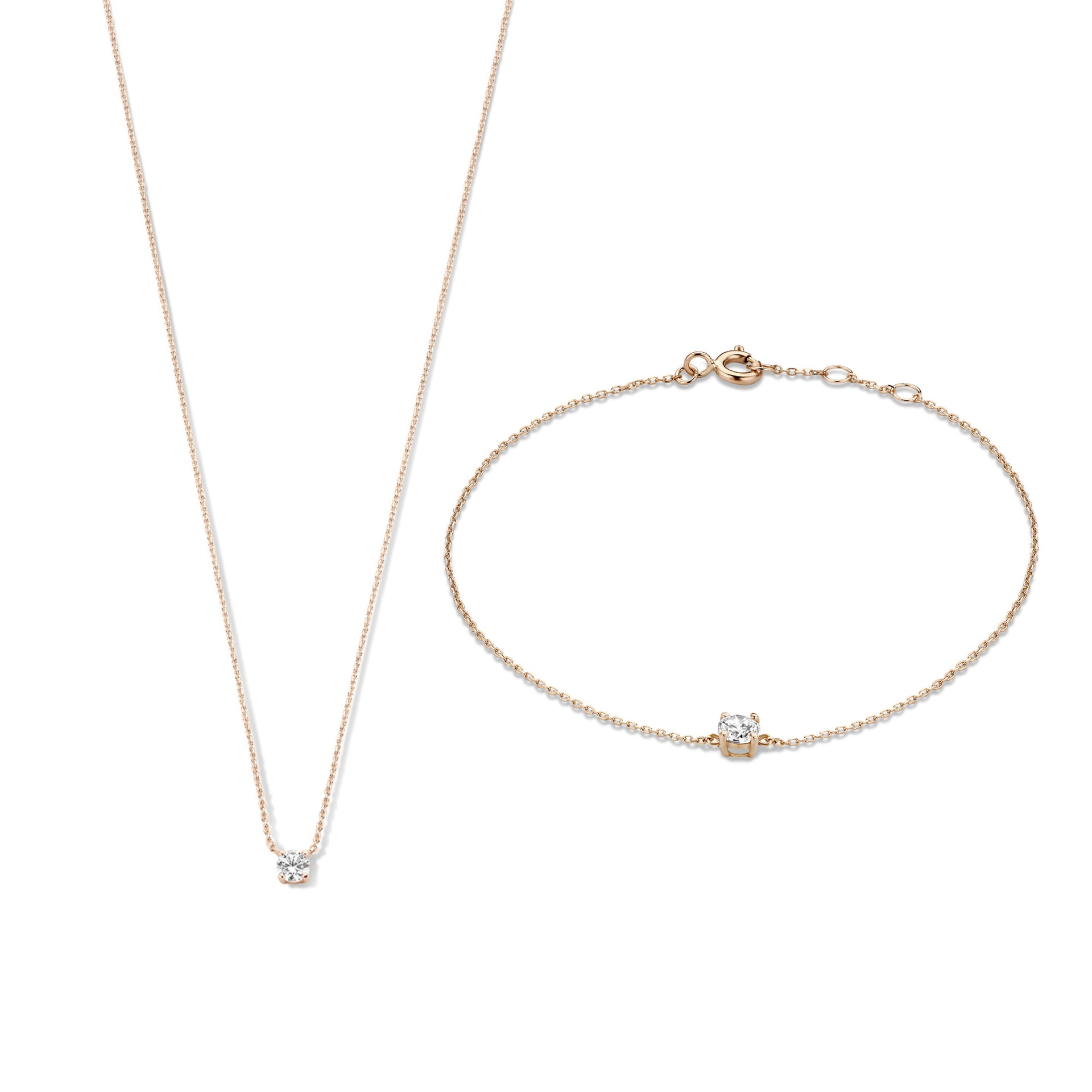 Cadeau d'Isabel 14 karaat rosé gouden ketting en armband giftset