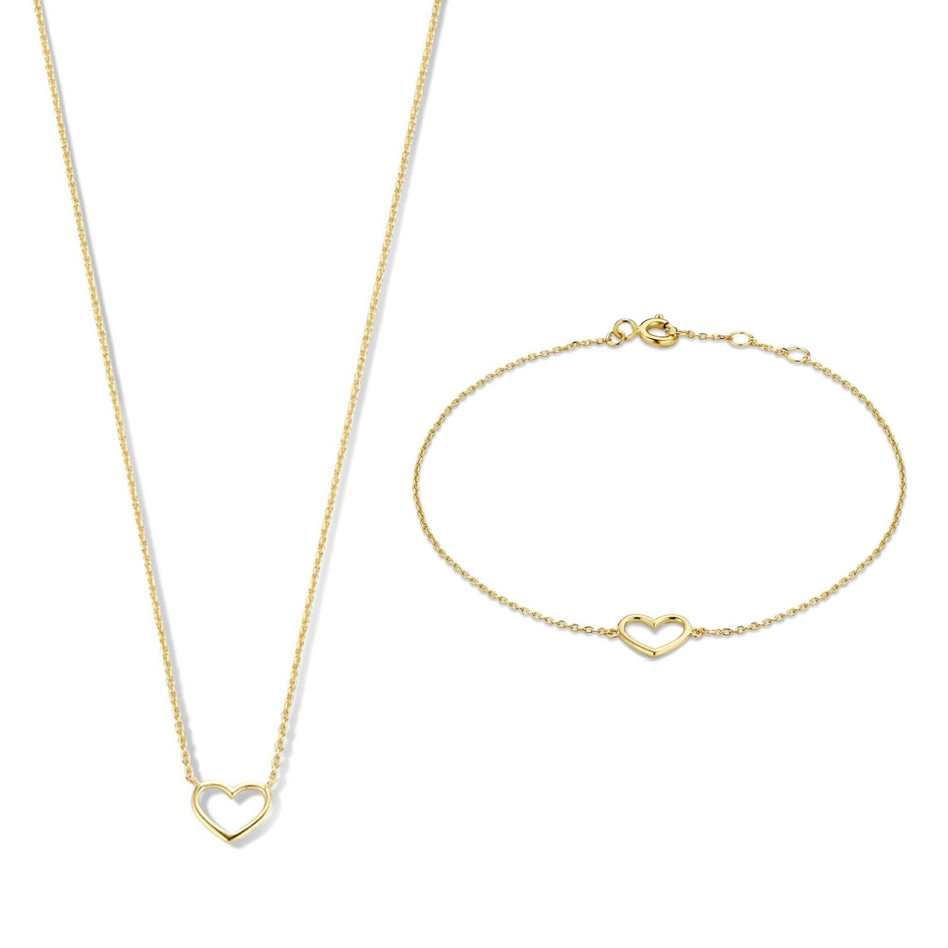 Cadeau d'Isabel 14 karaat gouden ketting en armband giftset met hartje