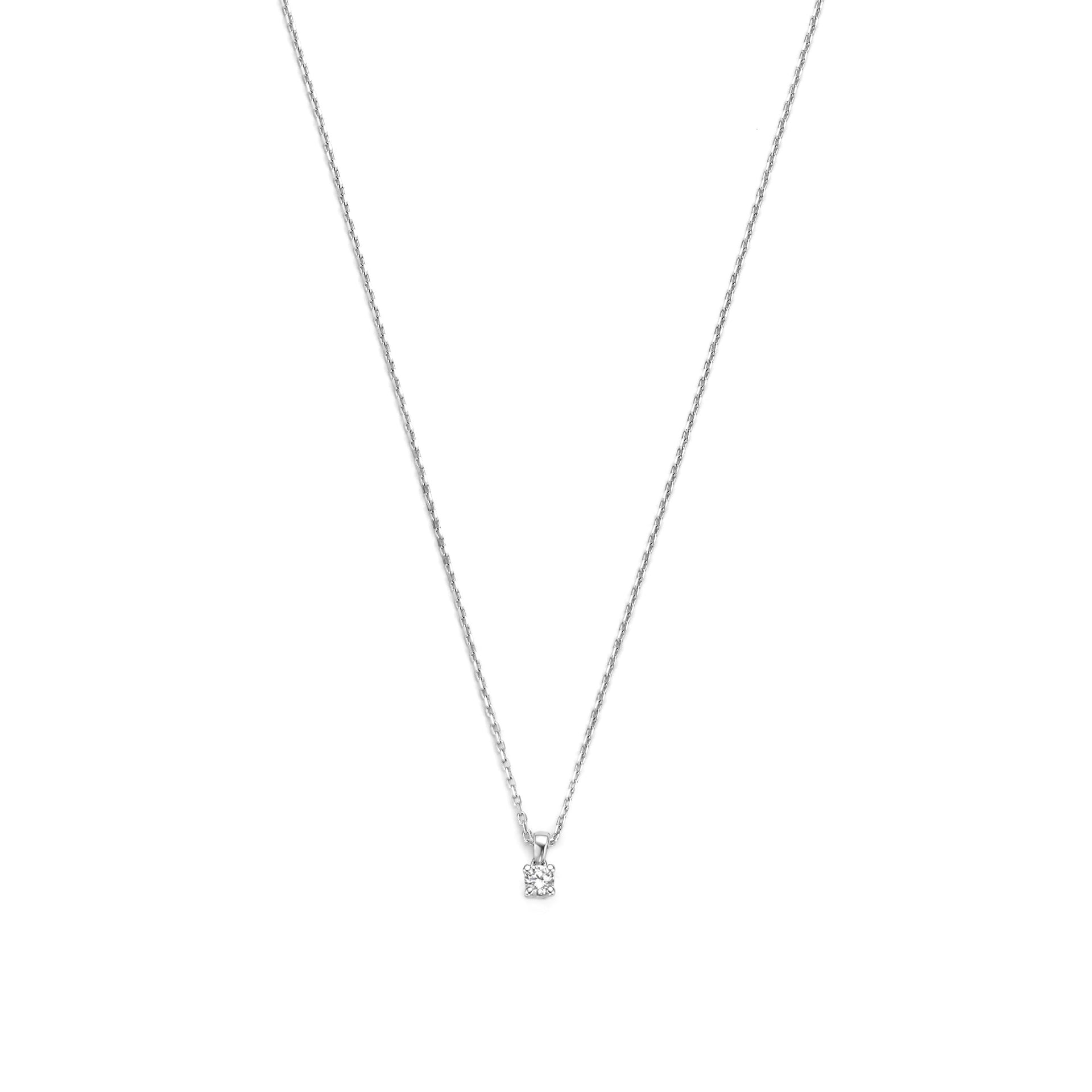 De la Paix Celesse 14 karaat witgouden ketting met diamant 0.07 karaat