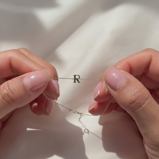 Le Marais Rachel 14 karat gold initial bracelet with letter - - Isabel Bernard