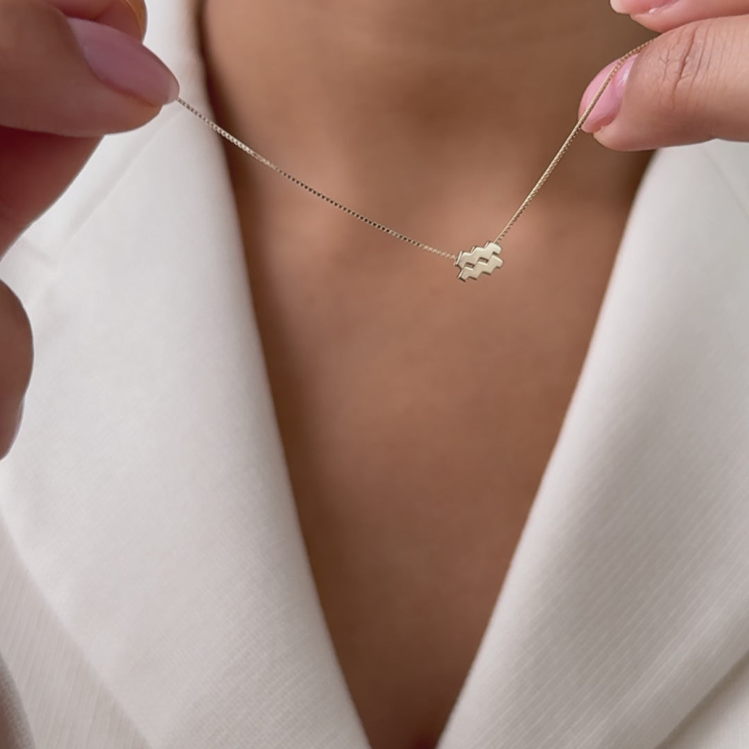 Étoiles d’Or Aquarius 14 Carat Gold Venetian Necklace With Horoscope - - Isabel Bernard